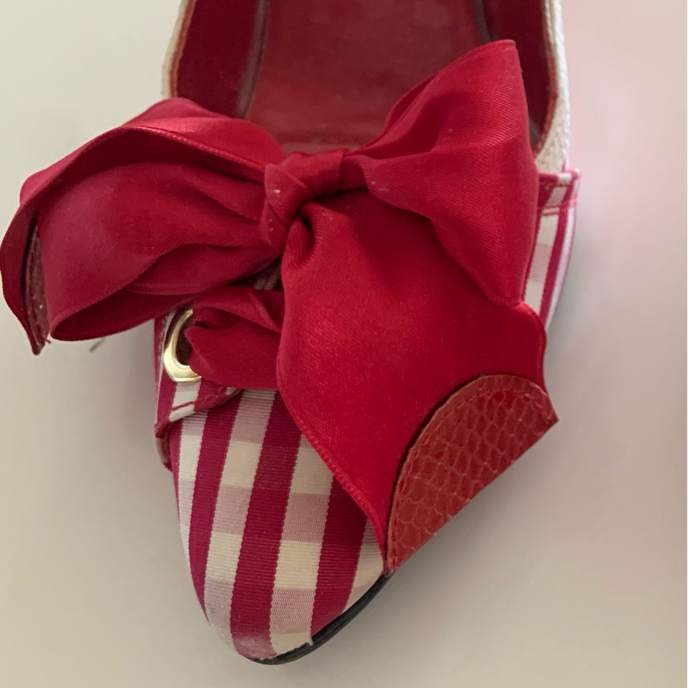 DOLCE & GABBANA Shoes Red Checkered with Bow size 37 - Picture 7 of 14
